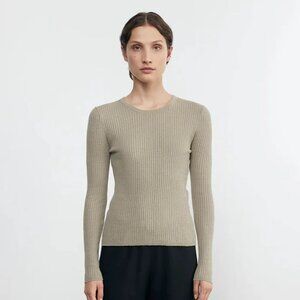 Majestic Filatures Cotton and Cashmere Ribbed Long Sleeve Top (size XS)